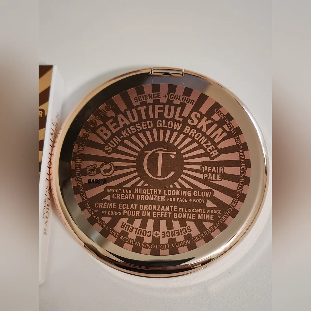CHARLOTTE TILBURY BEAUTIFUL SKIN SUN-KISSED GLOW CREAM BRONZER 1 FAIR MAKEUP